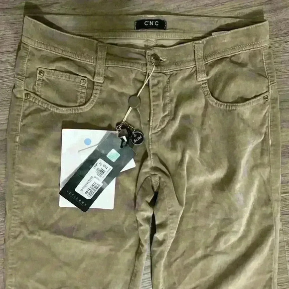 CNC Velour Beige Camel Slim Bootcut Pants Size 25 Y2K 90s - Picture 2 of 9